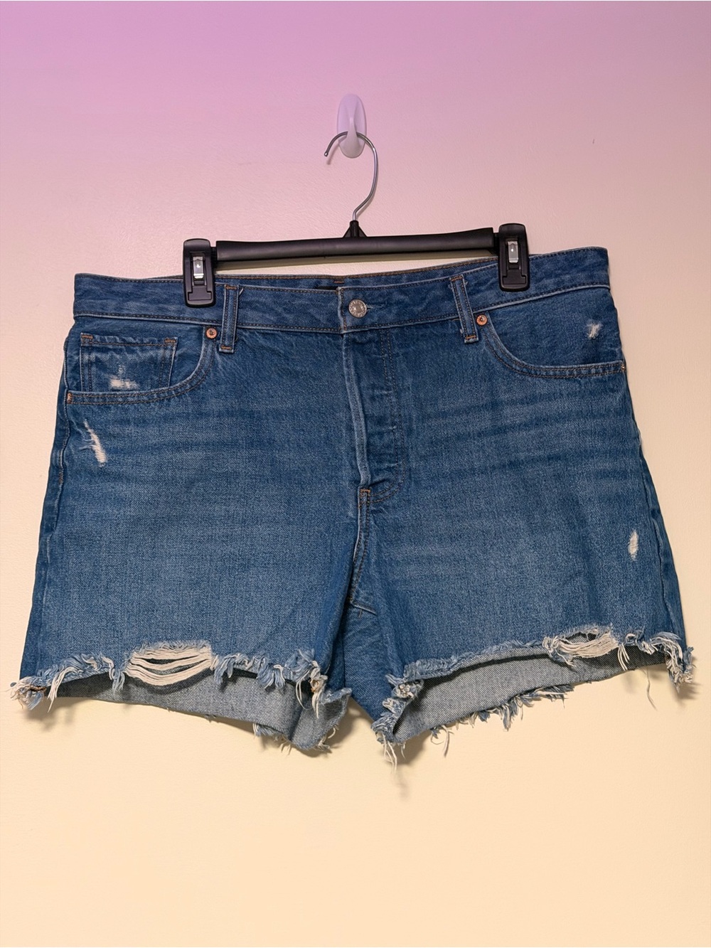 Express Distressed Denim Cutoff Shorts - Blue